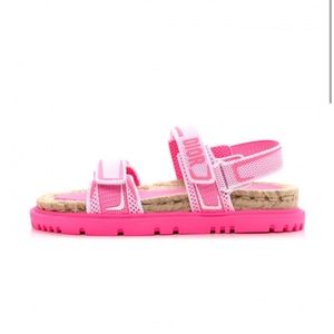 CHRISTIAN DIOR Technical Mesh Rubber Dioract Sandals 38.5 Fuchsia White